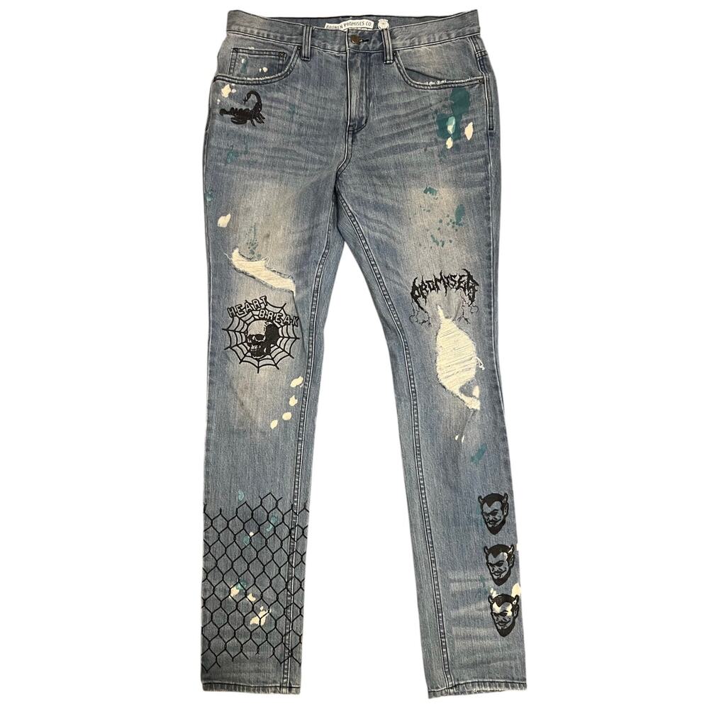 Broken Promises Ultra Slim Stretch Denim Jeans Size 32 Mens